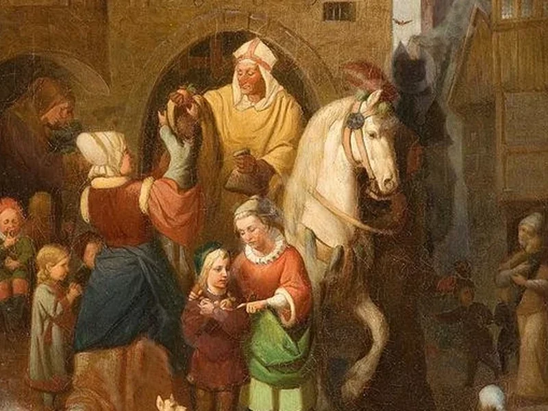 1832-Friedrich Tüshaus - San Nicola distribuisce i suoi doni